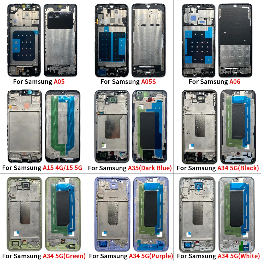 삼성 M35 A05 A05S A06 A15 4G A26 A34 5G A35 M11 M23 M31 M34 전면 하우징 LCD 프레임 베젤 플레이트 쉘 A-프레임 LCD 브래킷