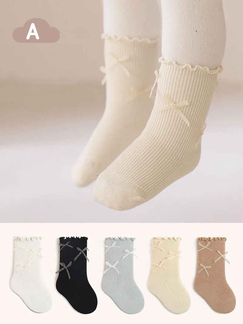 Girls Cotton Bow Socks for Spring
