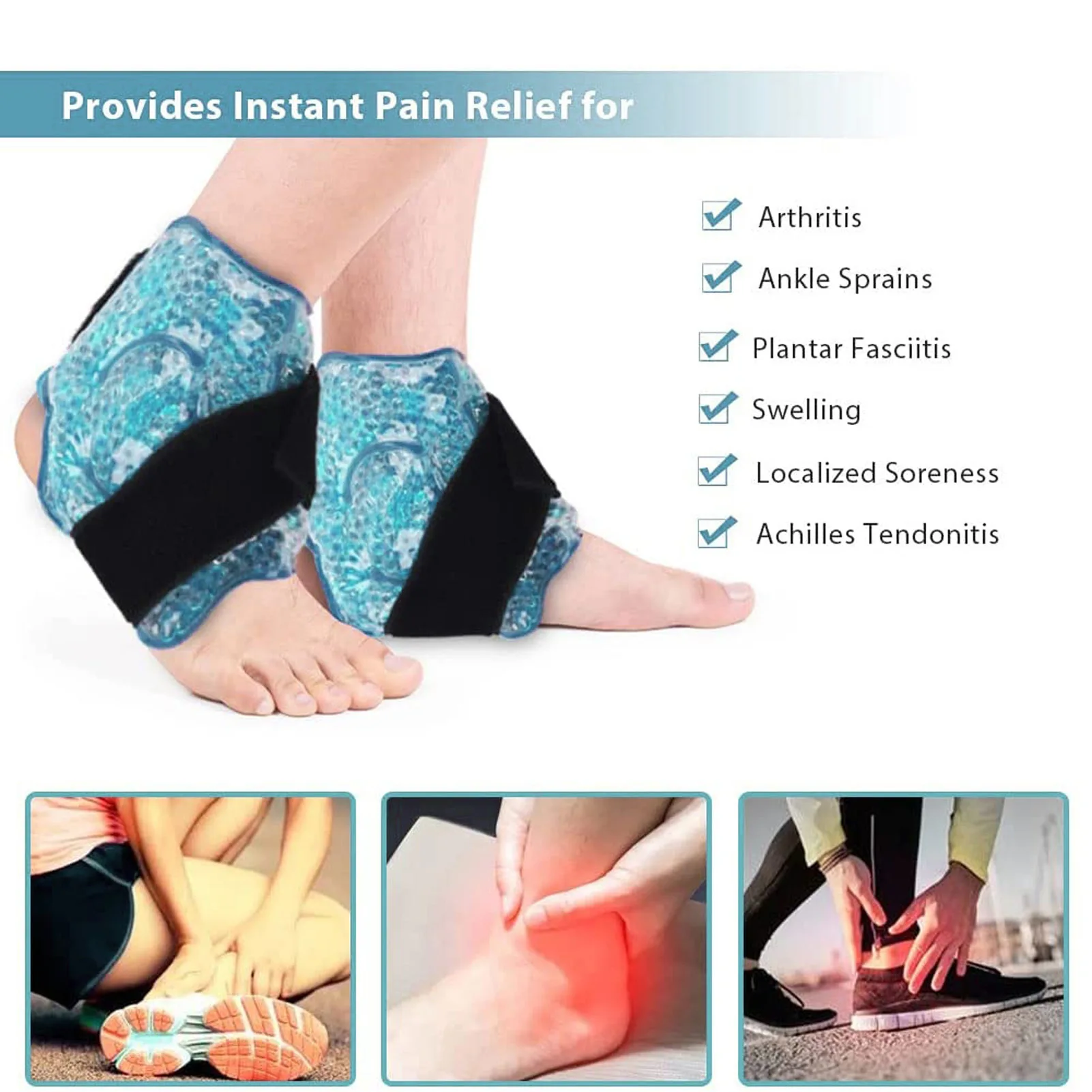 Ankle Cold Wrap Ice Pack Ankle Brace Ice Pack Hot Cold Ice Gel Pack With Adjustable Brace Ice Packs For Knee Injurie