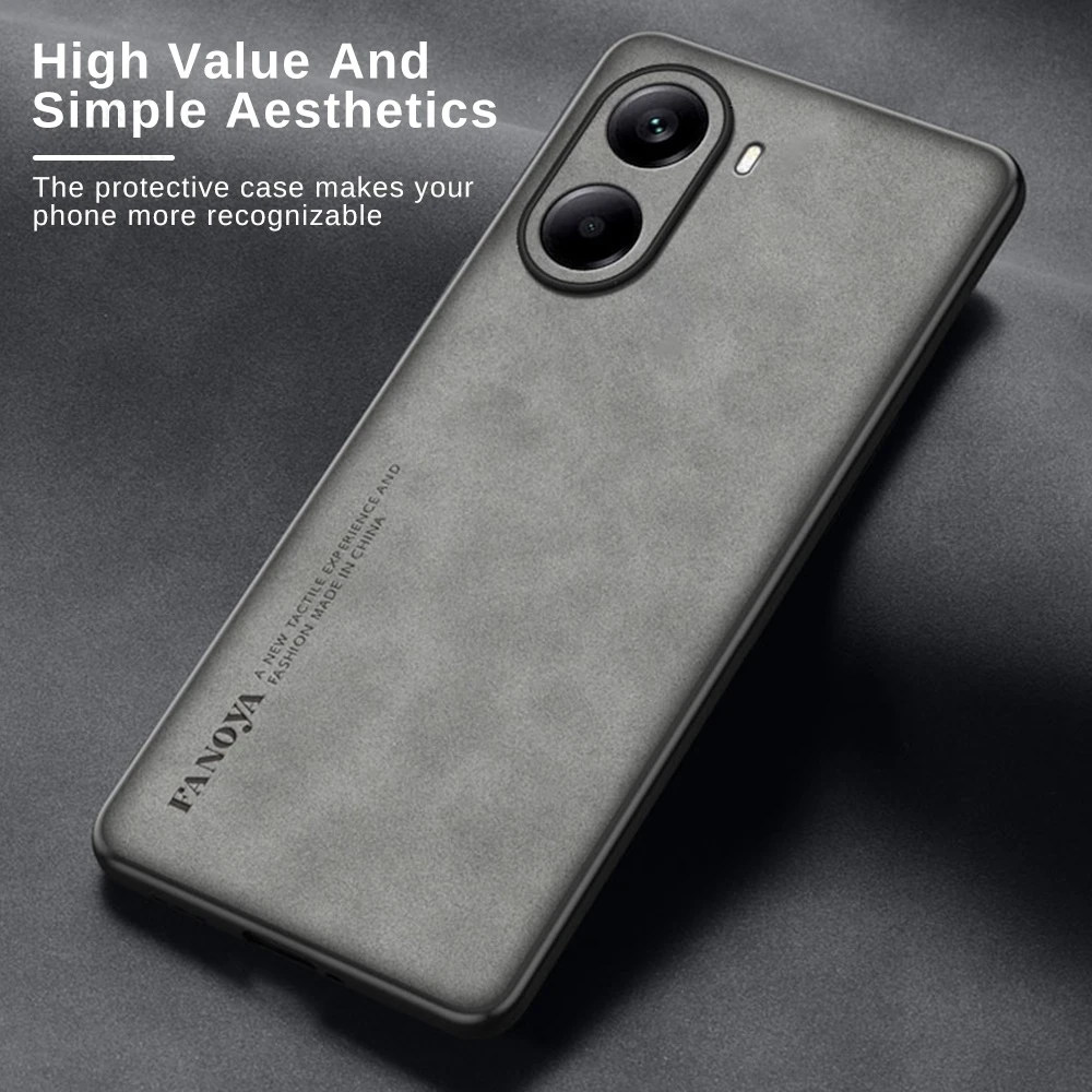 Sheepskin Leather Back Cover with TPU Soft Frame - Protective Case