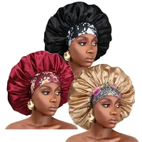 3PCS/LOT Extra Large Satin Sleep Caps For Women Hair Bonnets for Sleeping Braids Curly Night Cap Bath Shower Cap Accessories 1