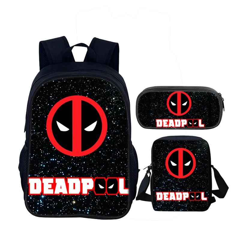 4pcs set D-Deadpools Child School Backpack with Lunch Bags ,Pencil Bags ,School Bags for Boys Girls Best Gift 6