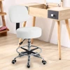 KKTONER Swivel Round Rolling Stool PU Leather with Adjustable Foot Rest Height Adjustable Task Work Drafting Chair with Back 5