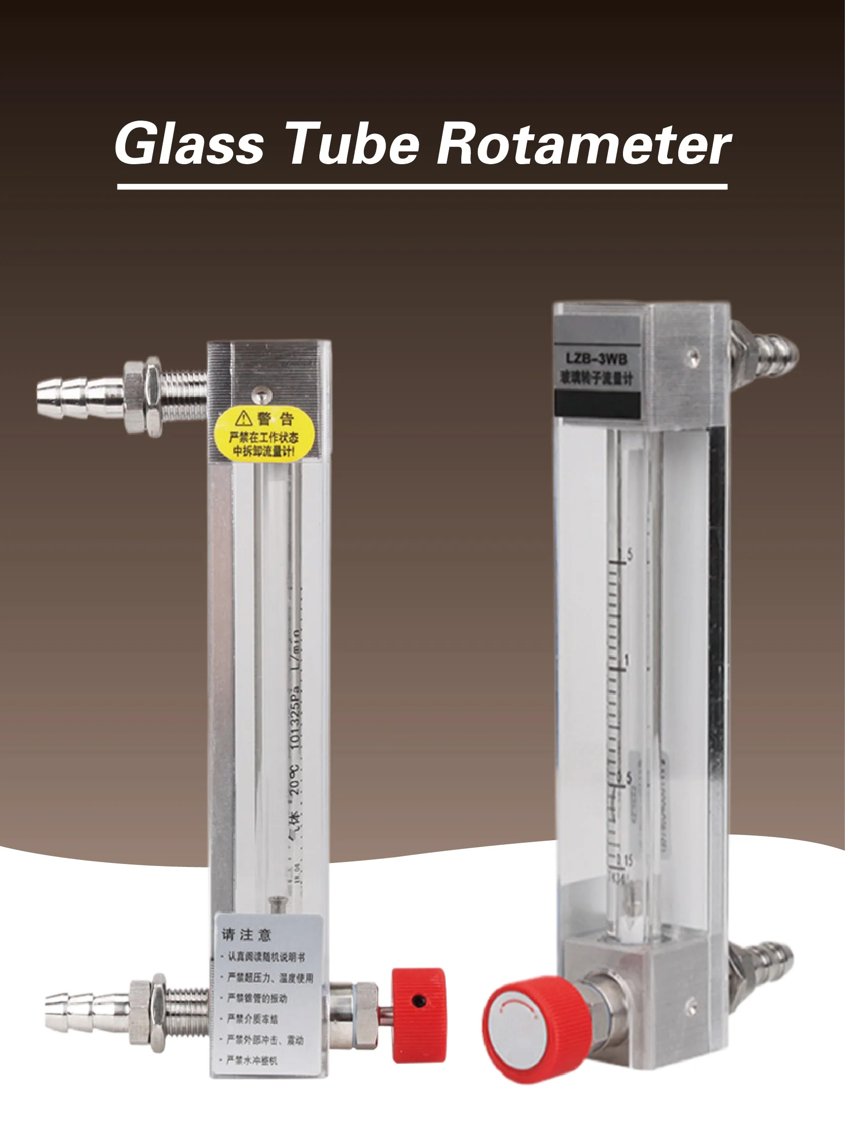 Glass Tube Variable Area Flow Meter LZB-4WB Micro Flow Rotameter for Gas Liquid