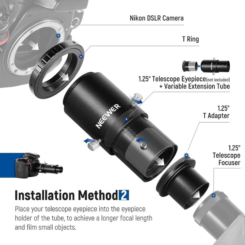 Eyepiece Projection Adapter 1.25"Extension Tube Camera Adapter telescope eyepiece adapter