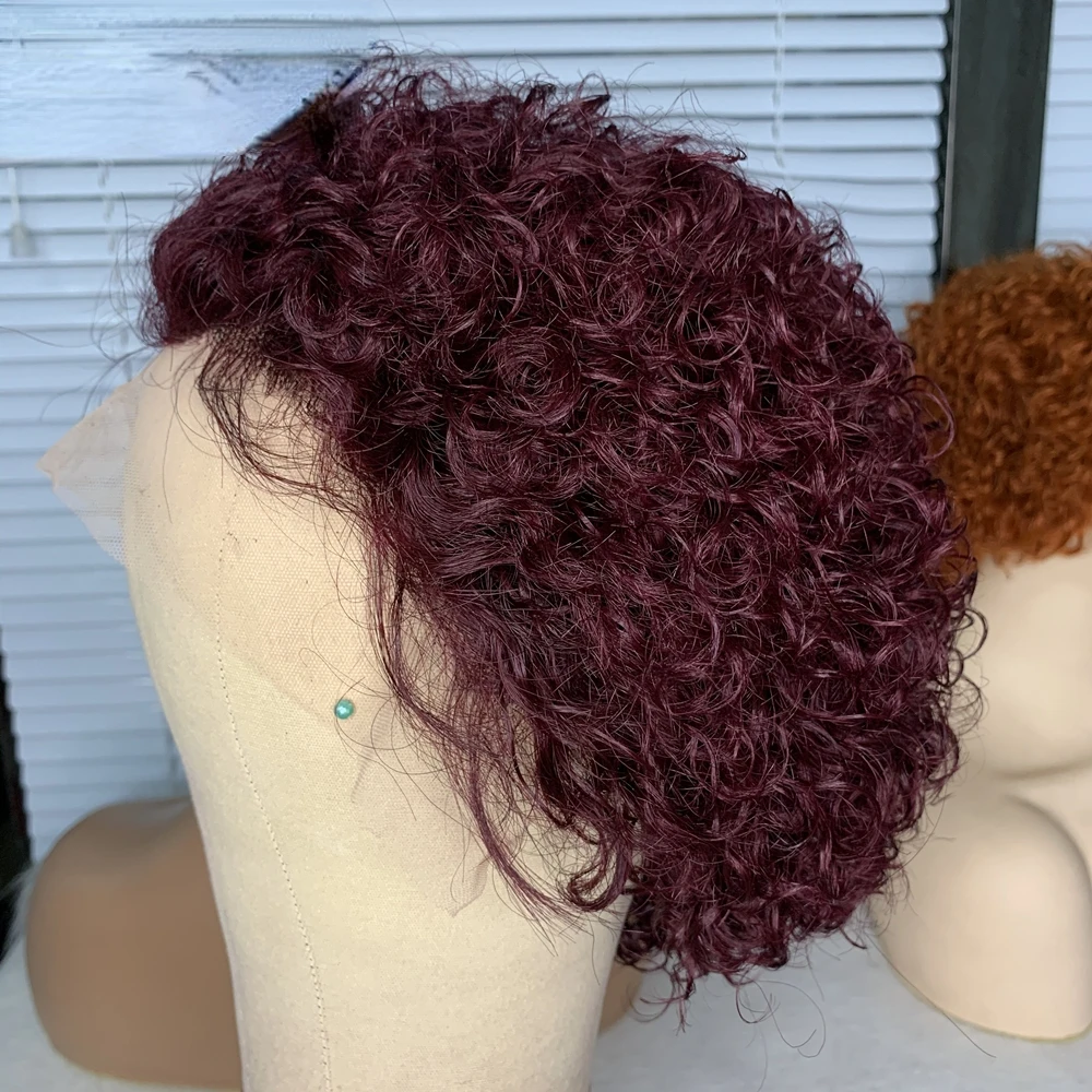 Pixie Cut Wig Curly Wave Wig 13x1 Transparent Lace Front Human Hair Wigs Short for Women 150% Density 6Inch