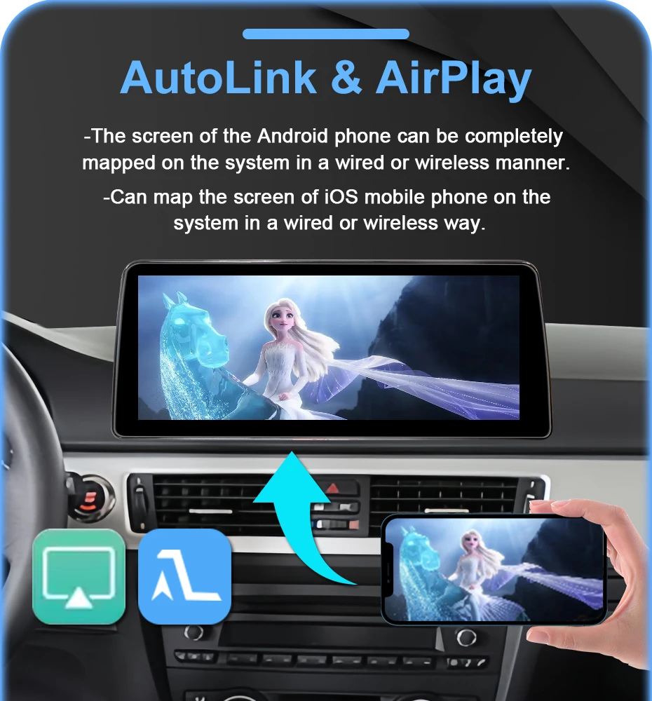 Linux Wireless Carplay Android Auto Display Touchscreen für BMW 3er Serie E90 E91 E92 E93 mit iDrive Car PC Multimedia Player – Detail 12