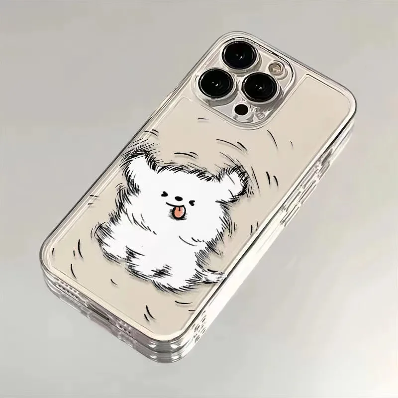 Phone Case For Lovers Couples Fit For Samsung Galaxy S10 S20 S21 S22 S23 S24 FE Plus Ultra Note 20 Clear Case Cute Cartoon Dog