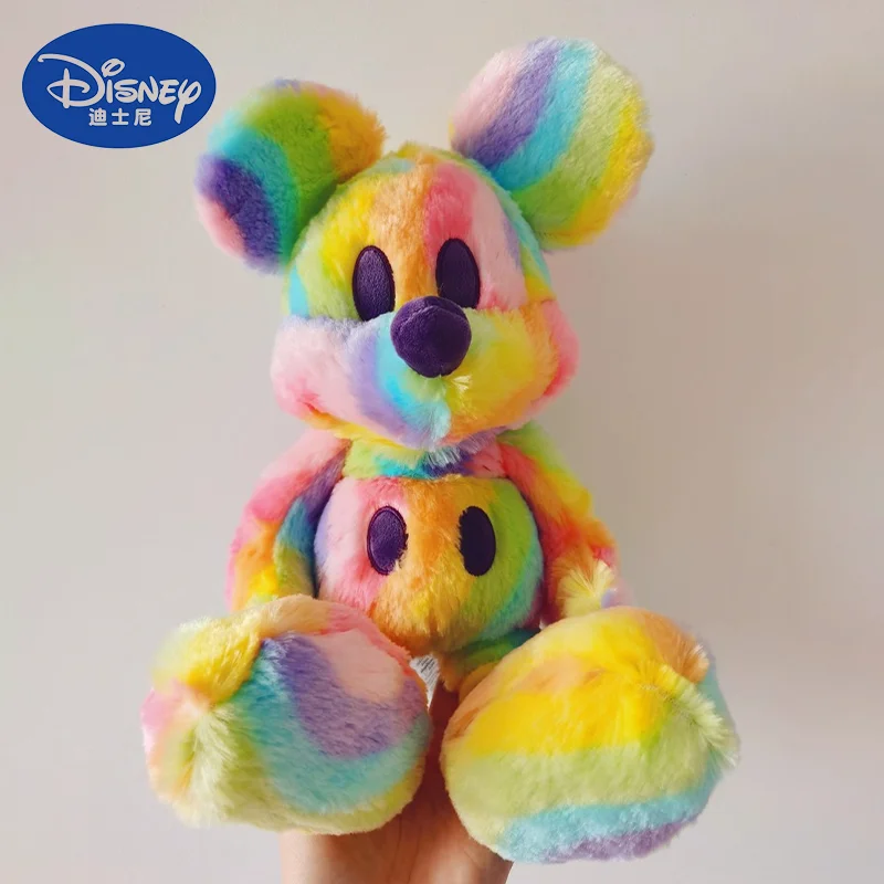 

Disney Classic Character Rainbow Mickey Doll Super Soft Plush Pp Cotton Filled Warm Home Decoration For Girls Children's Gift