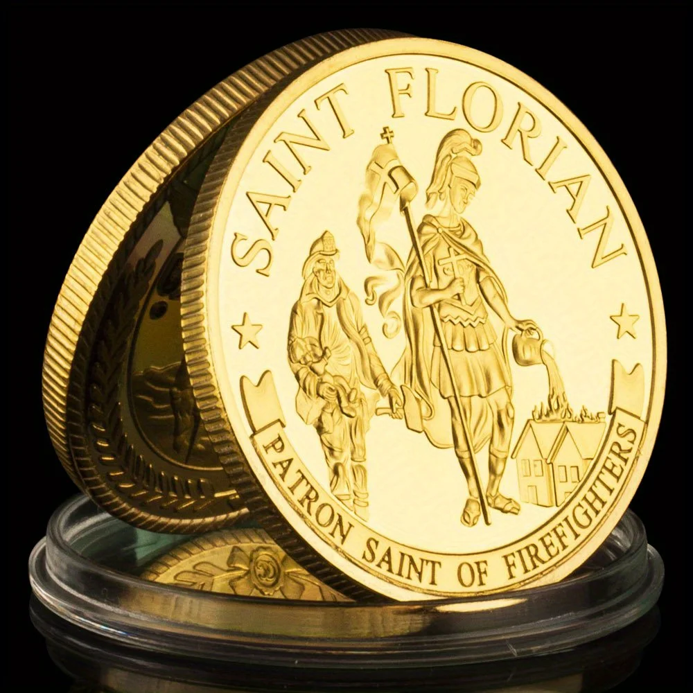 Houston Fire Department Gold-Plated Commemorative Souvenir Coin - Saint Florian Edition