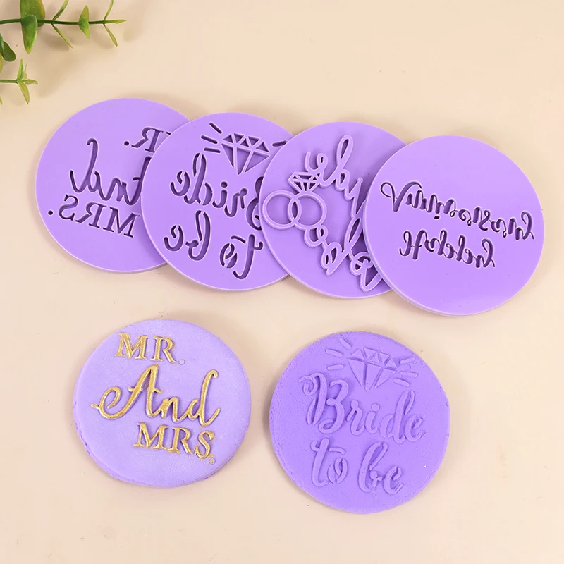 Bride To Be Mr Mrs Wedding Cookie Cutter Stamp Love Biscuit Embossed Mould Bridal Shower Party DIY Fondant Cake Decorating Tools