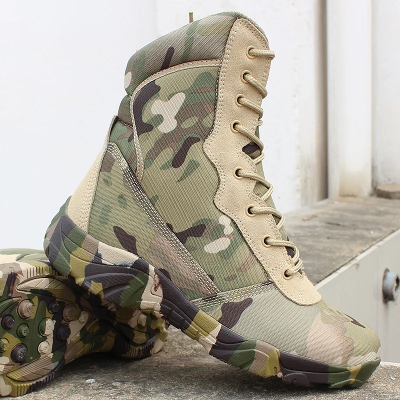 Camouflage High Tube Military Tactical Desert Boots Men Outdoor Jungle Climbing Hunting Breathable Army Fans Combat Sports Shoes