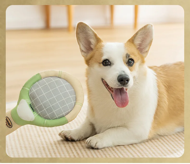 Dog Tennis Sports Sandpaper Racquet Toy Teddy - PeticaDeals