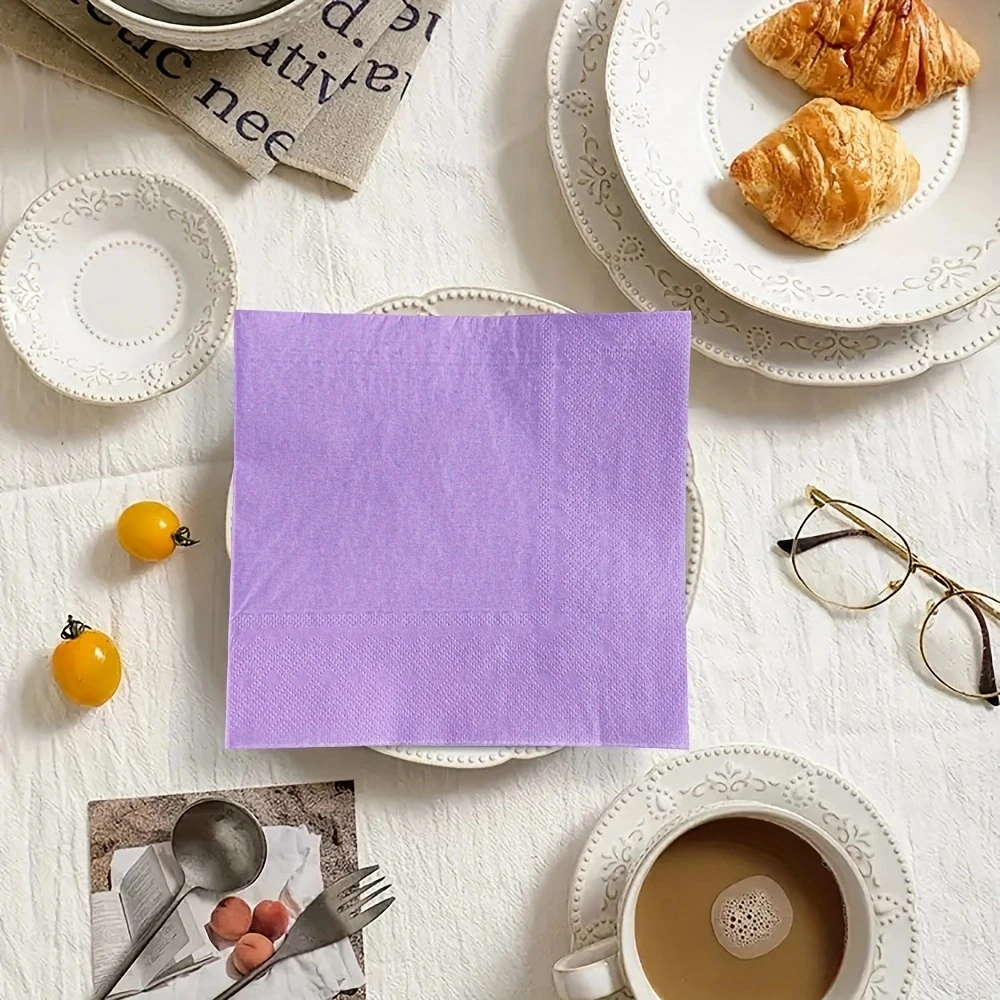 Description Picture 6 of item20pcs/lot Candy Color Paper Disposable Napkin Party Table Setting Paper Cafe Mouth Cloth Paper Placemat Dish Decoration Tissue