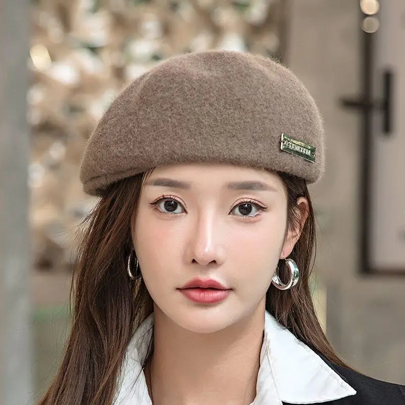 【2plan】Maiden wool beret Wool Beret Women's Autumn And Winter All-Match Face Small