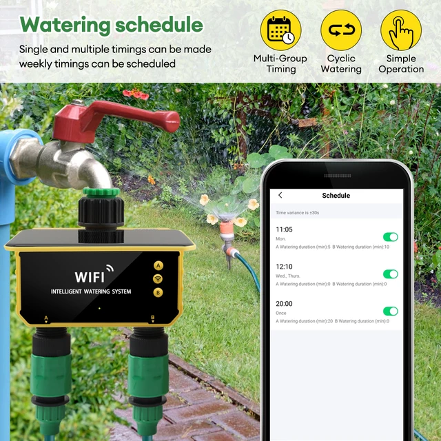 Dual Zone WIFI Solar Irrigation Timer Smart APP Control Automatic Irrigation System Outdoor Water Timer Garden Watering Tool 4