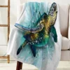 Turtle Blue Sea Bubble Throw Blanket Warm Microfiber Flannel Blanket Bedroom Decor Blankets For Beds 5