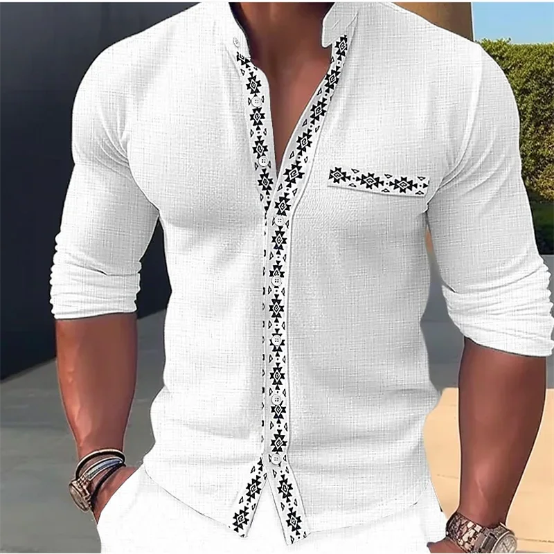 

Spring Summer Shirt Men's Fashion Casual Button Stitching Stripe Designer Design Hawaii Simple Comfortable Soft Material New