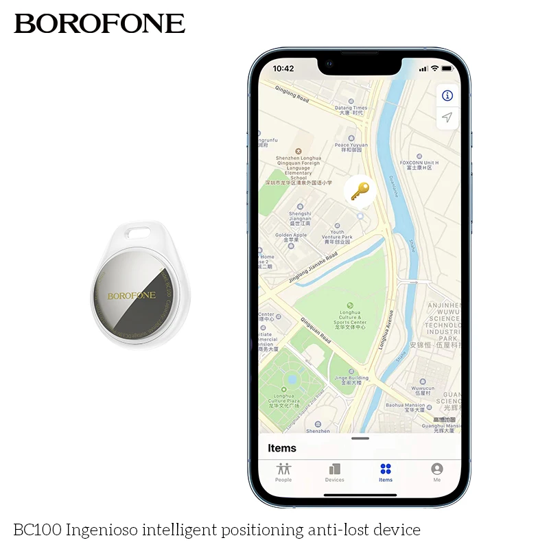 BOROFONE BC100 Mini GPS Airtag Tracker For Car Keychain Pets For Apple IOS Find My App Alarm Locator with Case Anti Lost Device