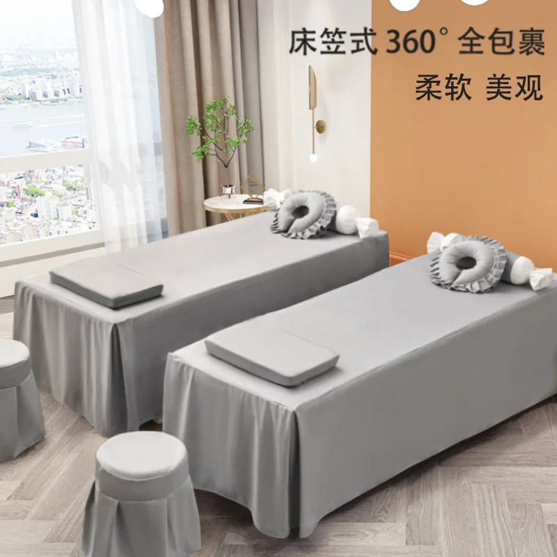 Solid Bedskirt for Beauty Salon 1pcs Massage Spa Table Bedcover Bedspread Anti-slip Skin-Friendly Bed Cover Sabanas with Hole