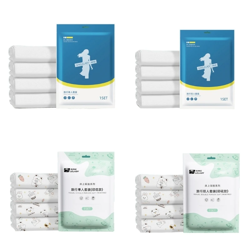 

Disposable Bed Sheet Quilt Cover Pillow Case Set for Travel Portable Bedding Dropship