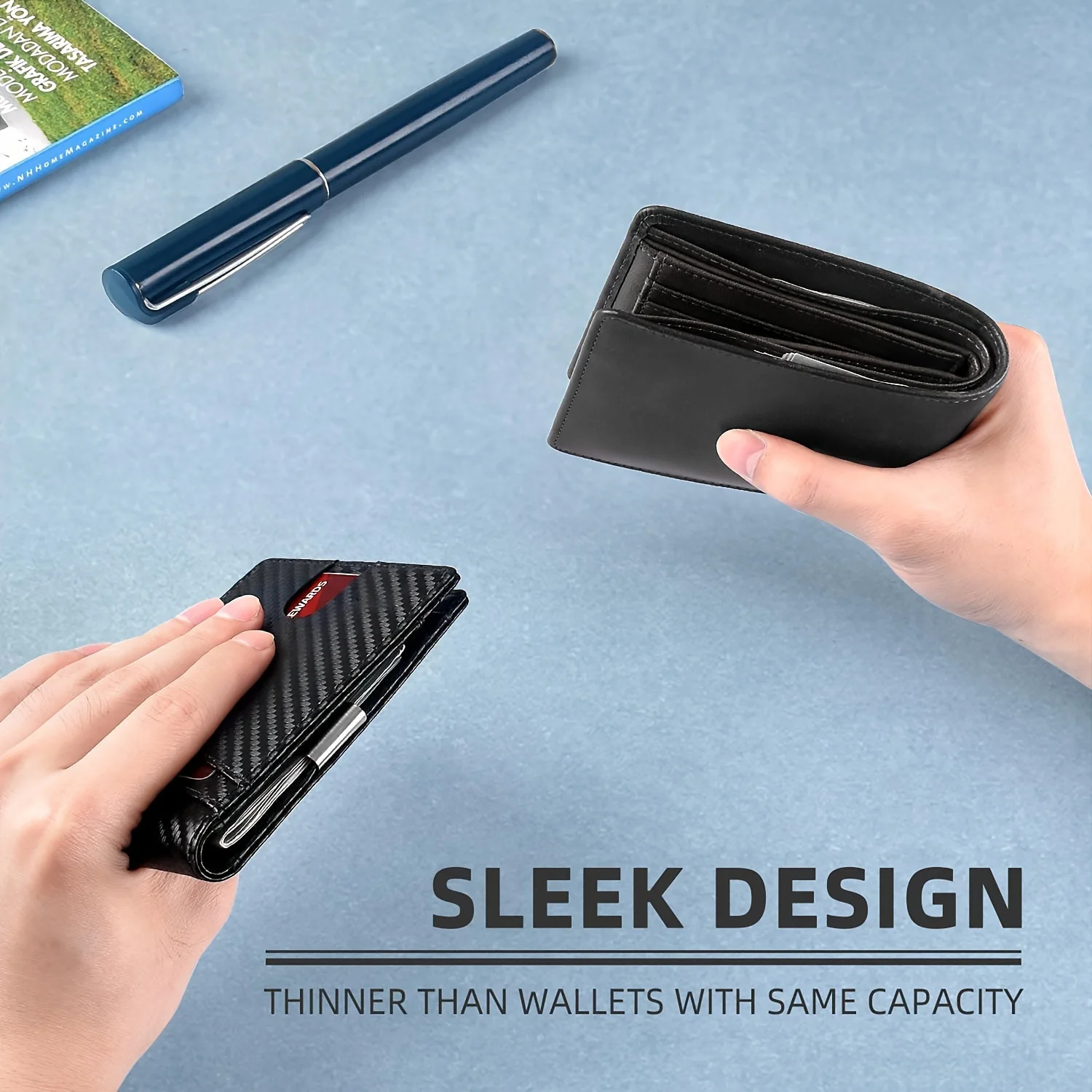 1pc Premium PU Leather Mens Slim Wallet - Stylish RFID Blocking Bifold with Money Clip - Secure Credit Card Holder for Ultimate 3
