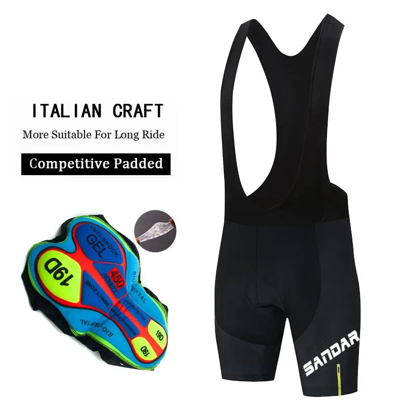 Men Cycling Bib Shorts 19D Padded Quick Dry for Outdoor Riding