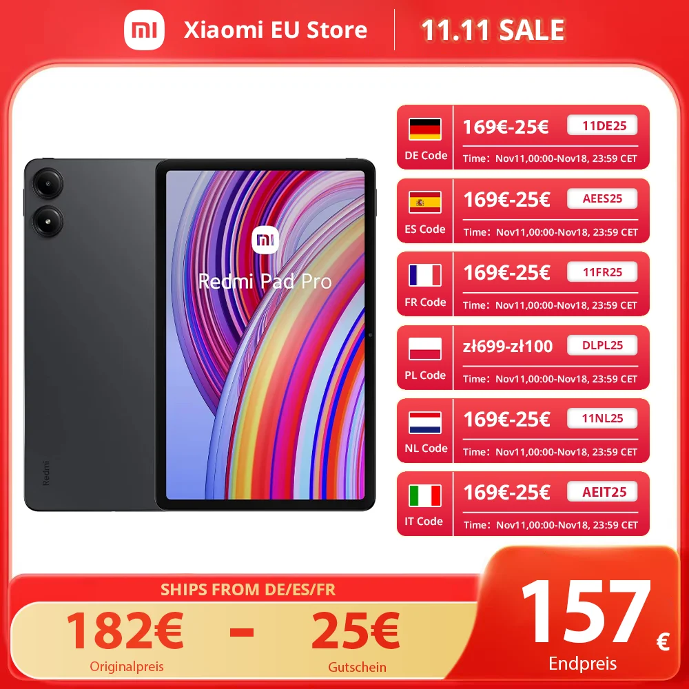 Globalna wersja Xiaomi Redmi Pad Pro Tablet 8GB + 256GB z EU za $174.75 / ~716zł