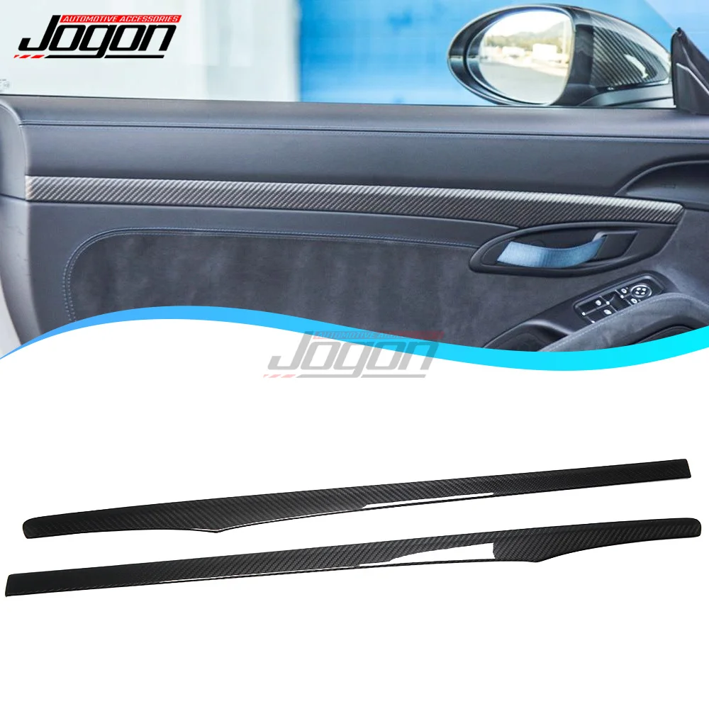 

2pcs Real Carbon Car Door Panel Strip Cover Trim Sticker For Porsche 718 Boxster Cayman Cayenne 911 Carrera Tatga GT3 Interior