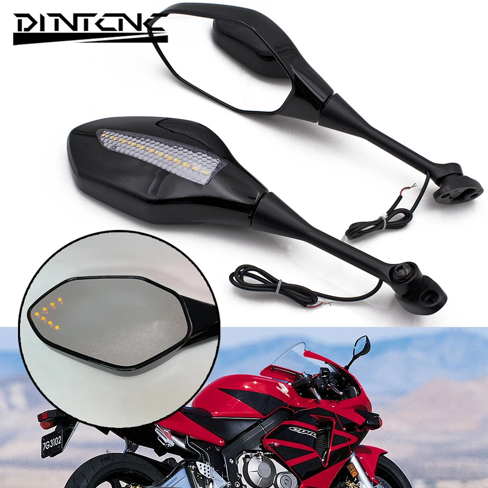범용 방향 지시등 백미러, 오토바이 LED 러닝 워터 라이트, 혼다 CBR600RR 2003-2011 CBR1000RR 2004-2007