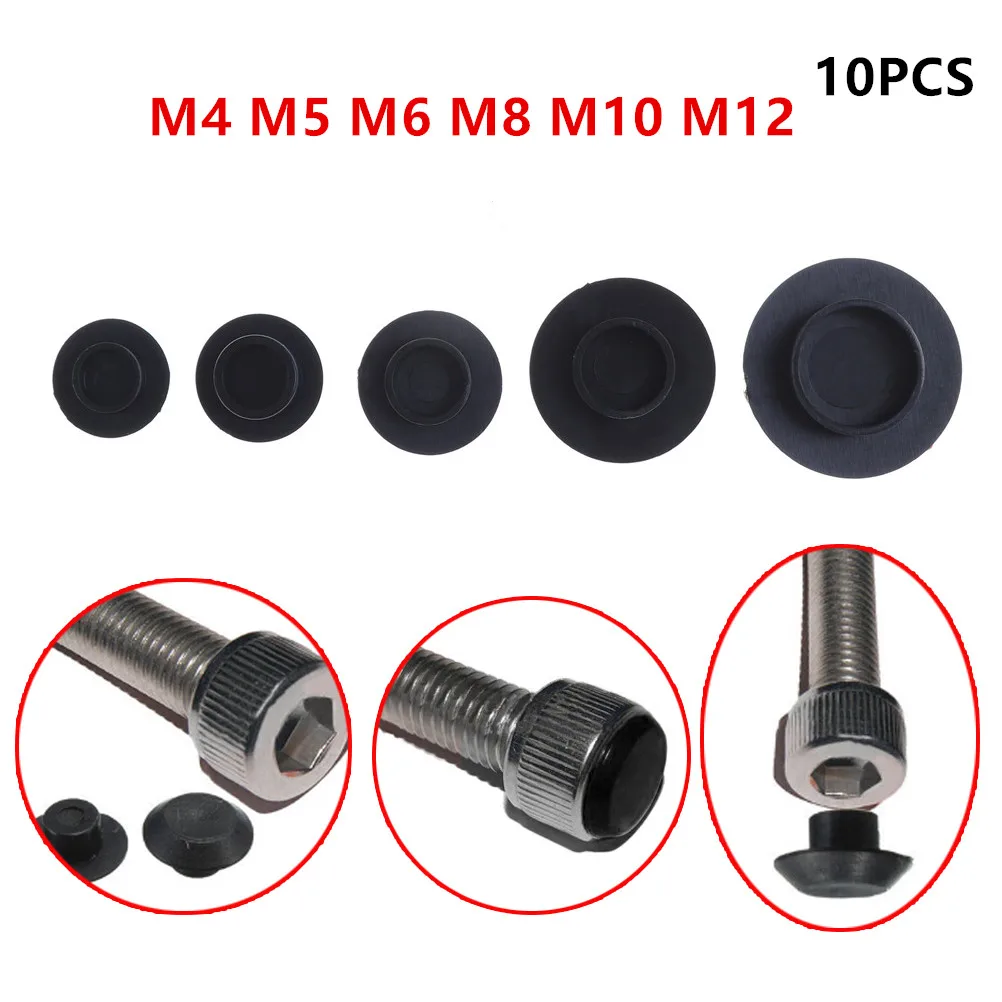 10PCS M4 M5 M6 M8 M10 M12 Hex Socket Fasteners Screws Covers Caps Allen Bolt Screw Nut Round Head Cover Cap Protector