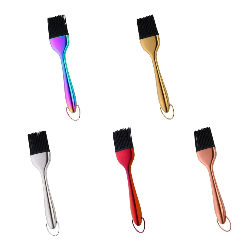 Oil Brushes Stainless Steel Silicone BBQ Grill Oil Sauce Brush Kitchen Removable and Hanging Baking Cooking Brushes BBQ Tools oil brush silicone basting brush oil bottle brush