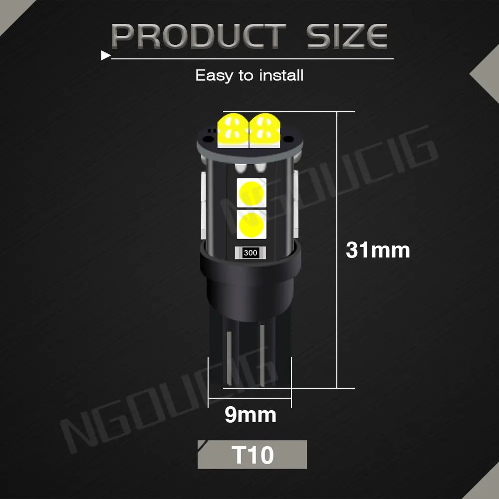 NGOUCIG ׸ ȣ   ¦ ȣ , ڵ ǥõ, ſ  LED , 194 3030, T10, W5W, 2 