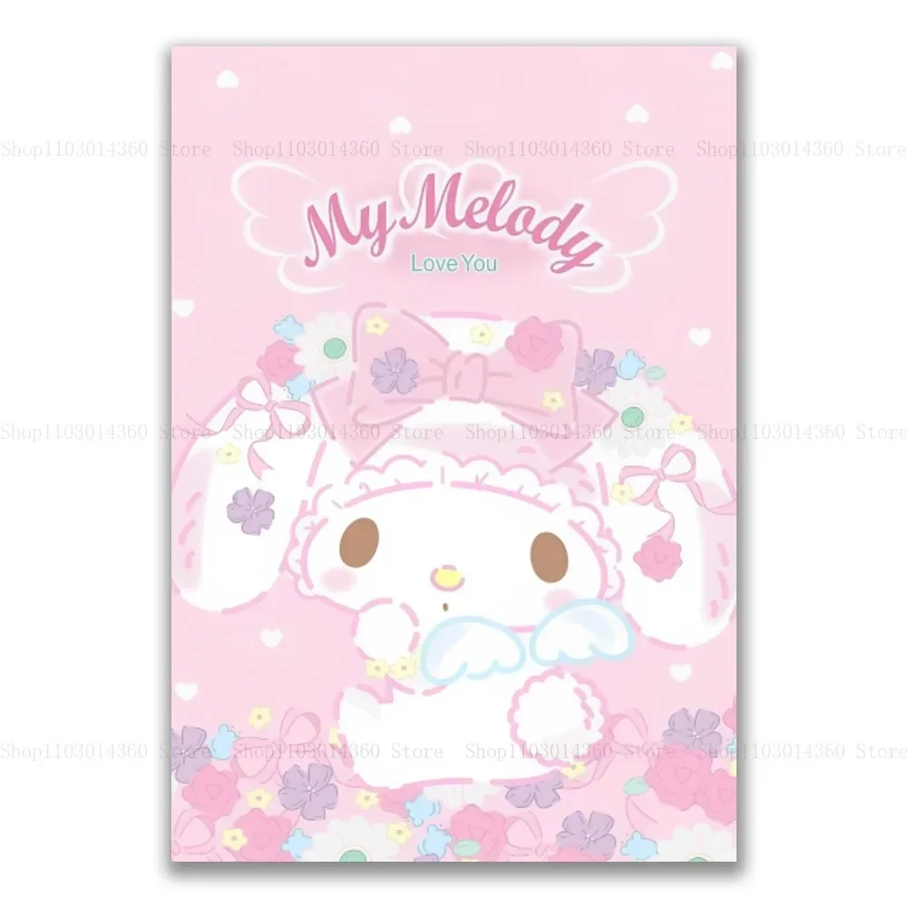 thumbnail image 1 of Póster adhesivo de dibujos animados Kawaii My Melody, pintura colgante de pared, exhibición de escritorio, decoración del hogar, material impreso de alta calidad, 1 of 5