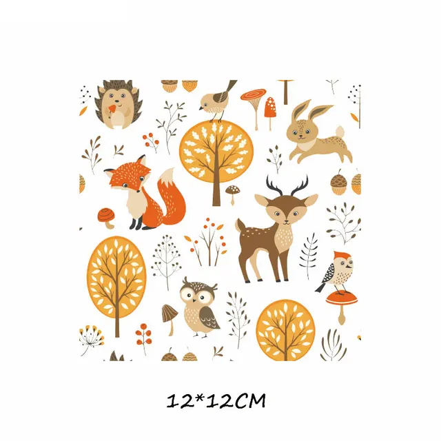 Cartoon Animal Patch Set Iron on Transfer Cute Unicorn Cat Owl Dog Flower Patches for Kids Girl Clothing T-shirt DIY Heat Press 474