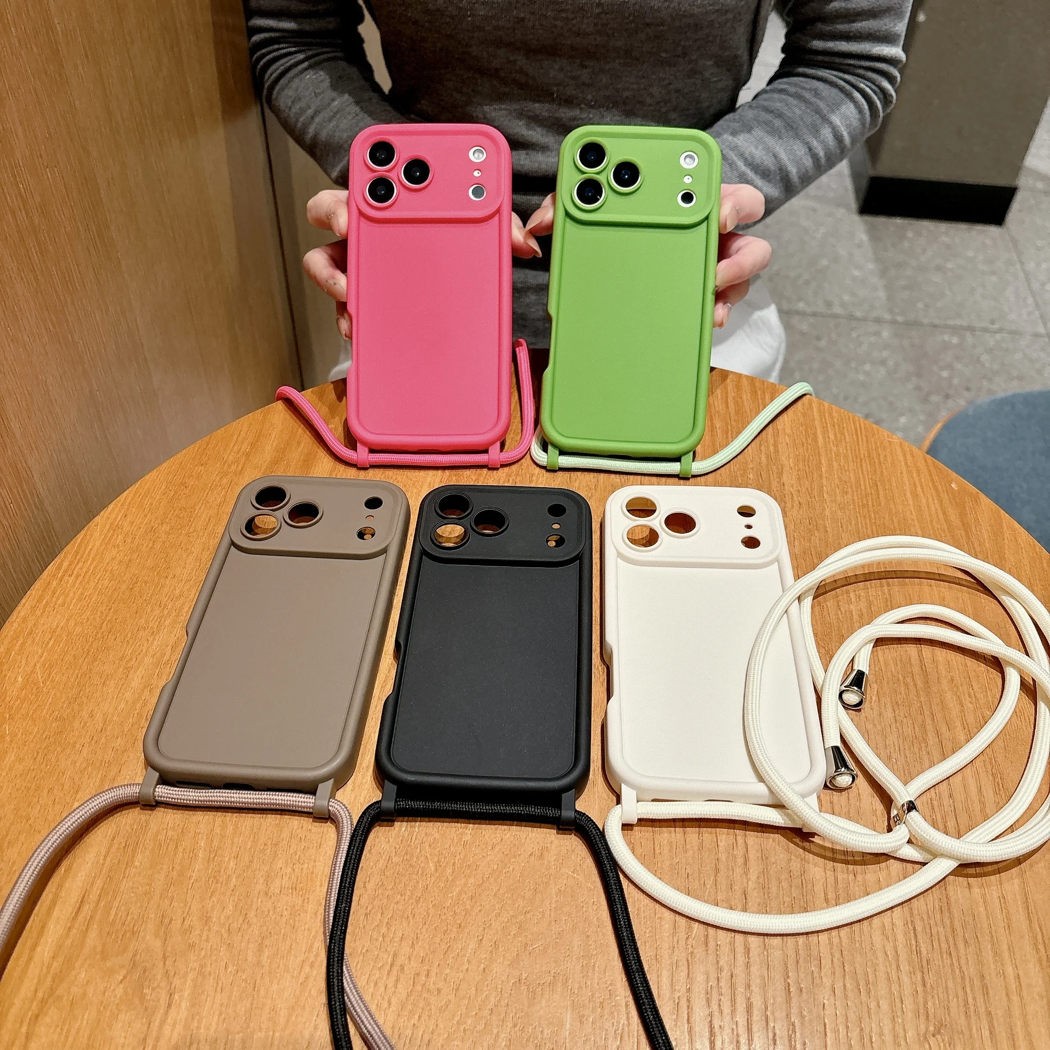 Silicone Phone Case with Adjustable Crossbody Lanyard Strap - Soft Protective Cover