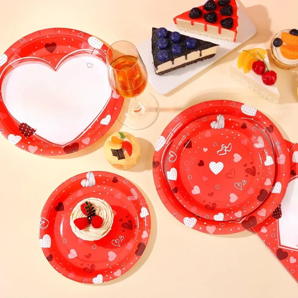 Valentine's Plate and Napkin Set-Red Valentine's Plate Party serves Day decorations