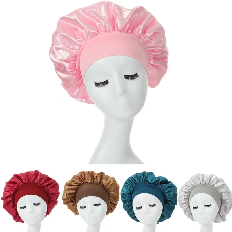 Cuffia da Notte per Capelli Donna Seta Dormire Berretto Beanie Cappellino in Seta Elastico Bellezza Copertura dei Capelli (Blu Navy, Taglia Unica