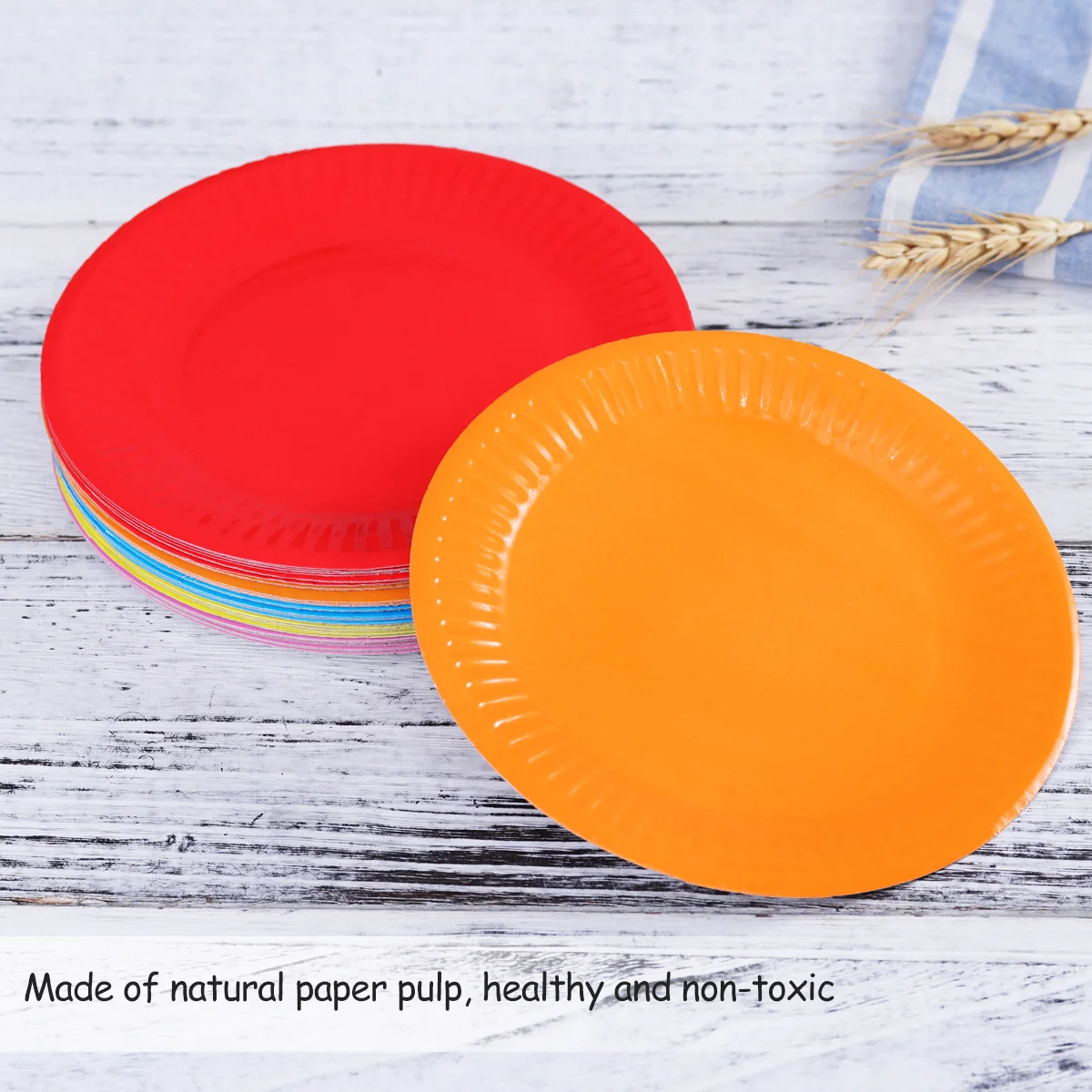 TOYMYTOY 50 Pcs Classic Assorted Color Round All Occasion Disposable Paper Dinner Plates Birthday Party Supplies (Mixed Color)
