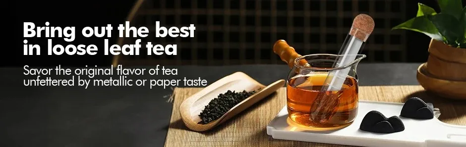 Description Picture 2 of itemCreative Tea InfuserClear Filter Glass Tube Tea Strainer with Cork Lid Reusable Brewing Test Tube Kitchen Tools