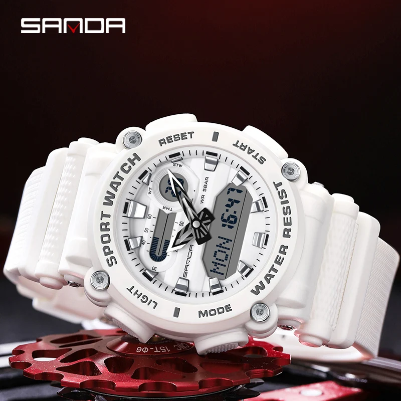 SANDA Fashion Men Sports Watches Professional Military Digital LED Army Dive Watch Casual Electronics Wristwatches Relojes 3139