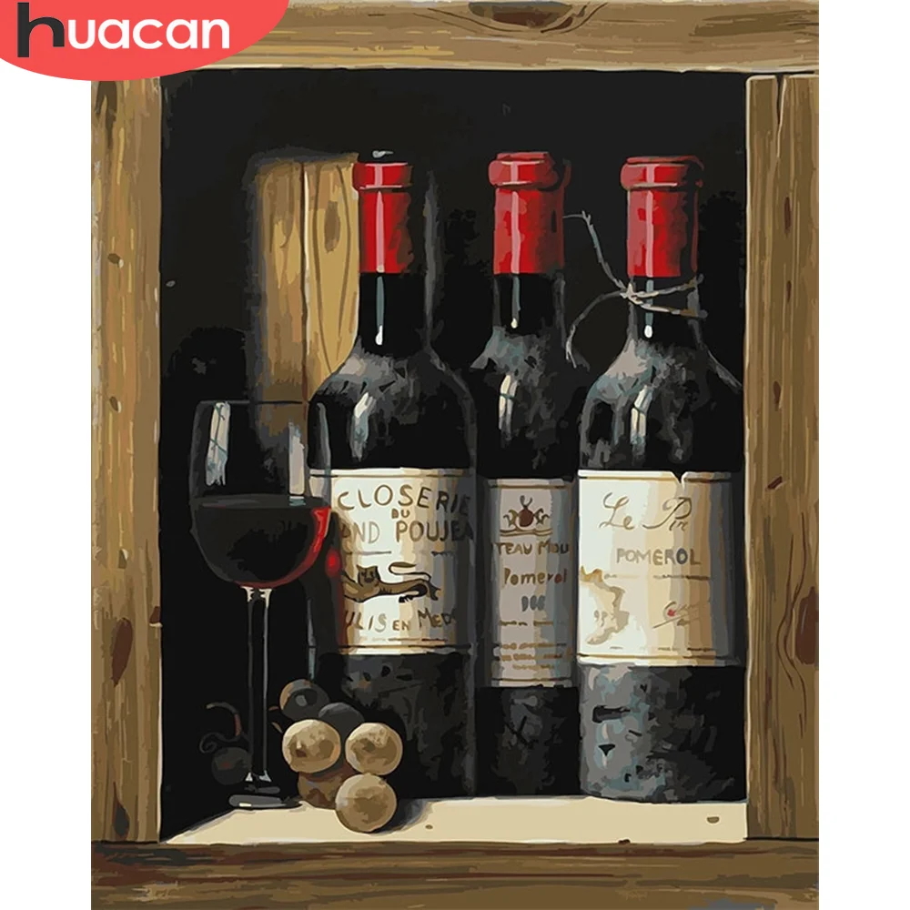 HUACAN pittura per numero vino rosso disegno su tela dipinto a mano pittura arte regalo immagini fai da te per kit numerici decorazione domestica