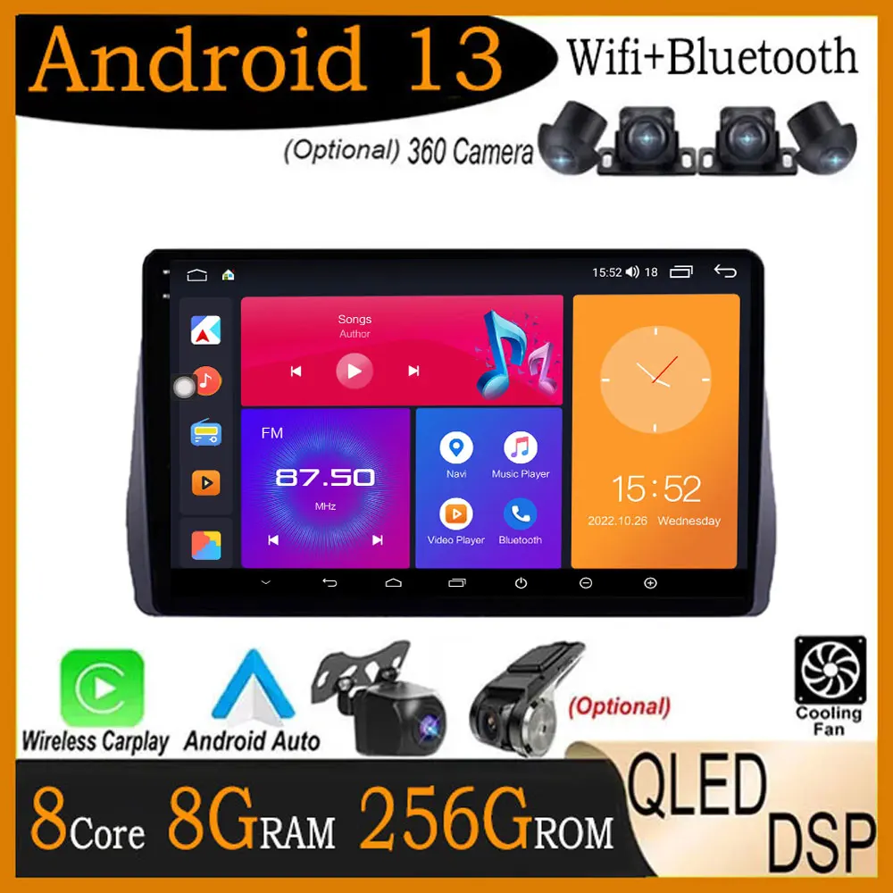 

10" QLED DSP Android 13 For Toyota Wish 2 XE20 2009 - 2017 Car Radios Audio GPS Stereo Auto Radio Carplay Android Auto BT Wifi