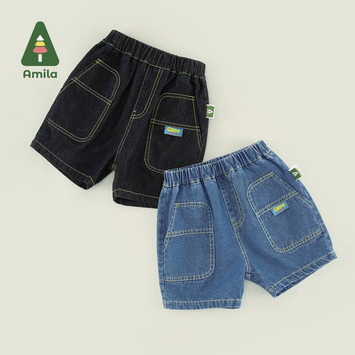 Baby Boy Pants Summer Denim Shorts Not Easy to Fade Cute Cartoon Pattern Casual Fashion Simple Children's Bottoms Amila baby shorts