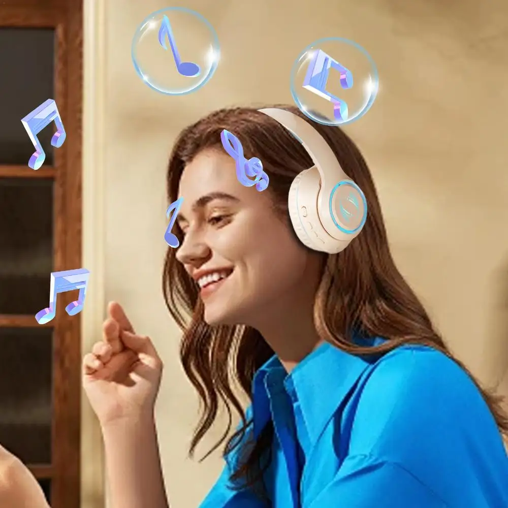 Noise Isolating Wireless Headphones Ergonomic Build-In Microphone Powerful Bass Stereo Earphones Noise Isolating Headset for Pc