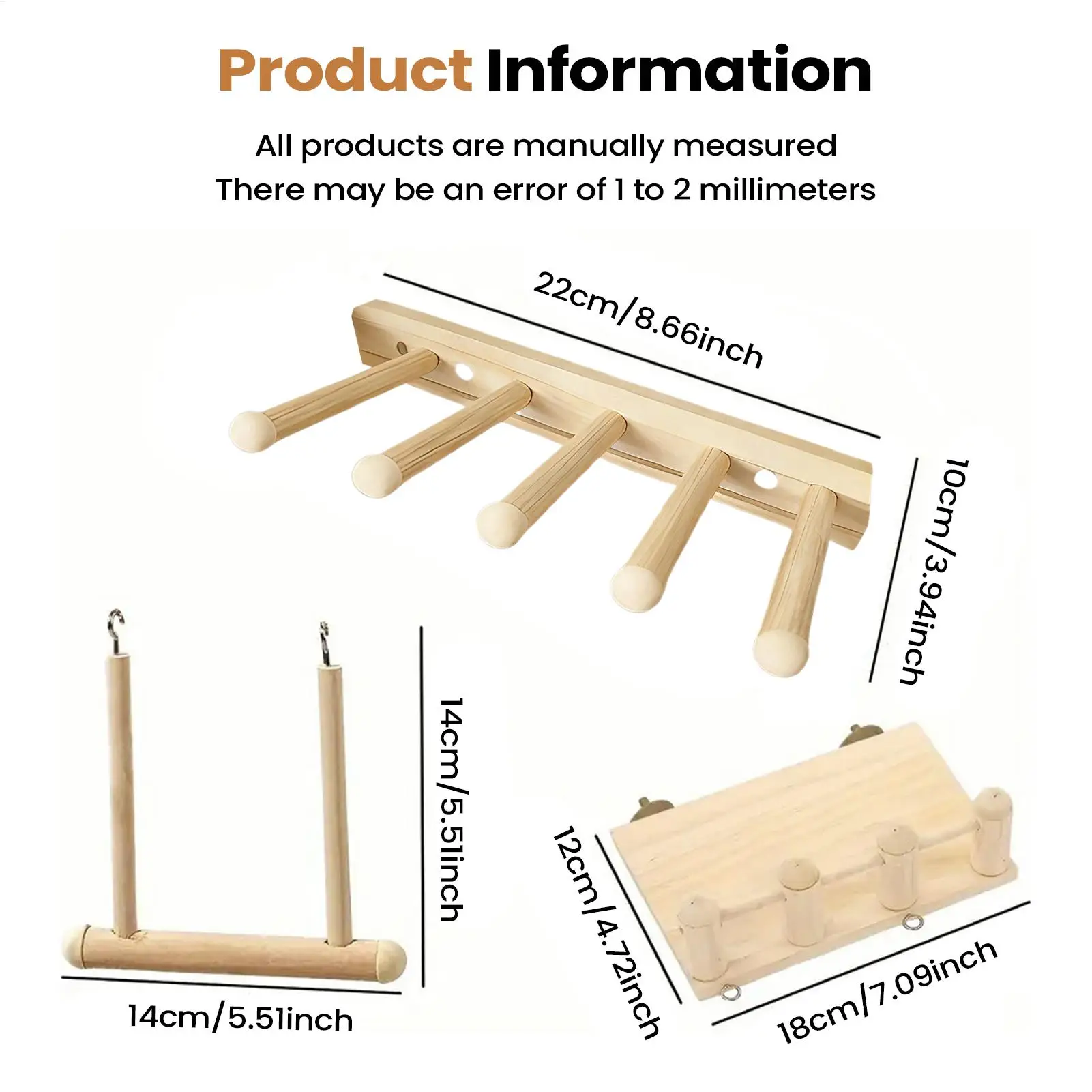 Bird Cage Perch Cage Accessories With Ladder Swing Natural Bird Perches For Boredom Prevention Mental Stimulation Parakeets
