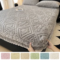 new plush mattress cover for bed,stretch soft material fitted sheet, keep warm,dust protector,machine washable 90X200,180X200 1