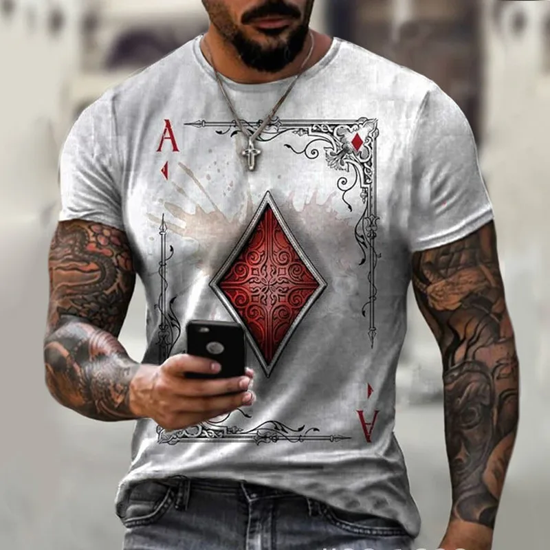 

2022 Summer Summer Playing Cards Lattice Square A t-shirts 3D All Over Printed T Shirts Tee Tops shirts Unisex Tshirt