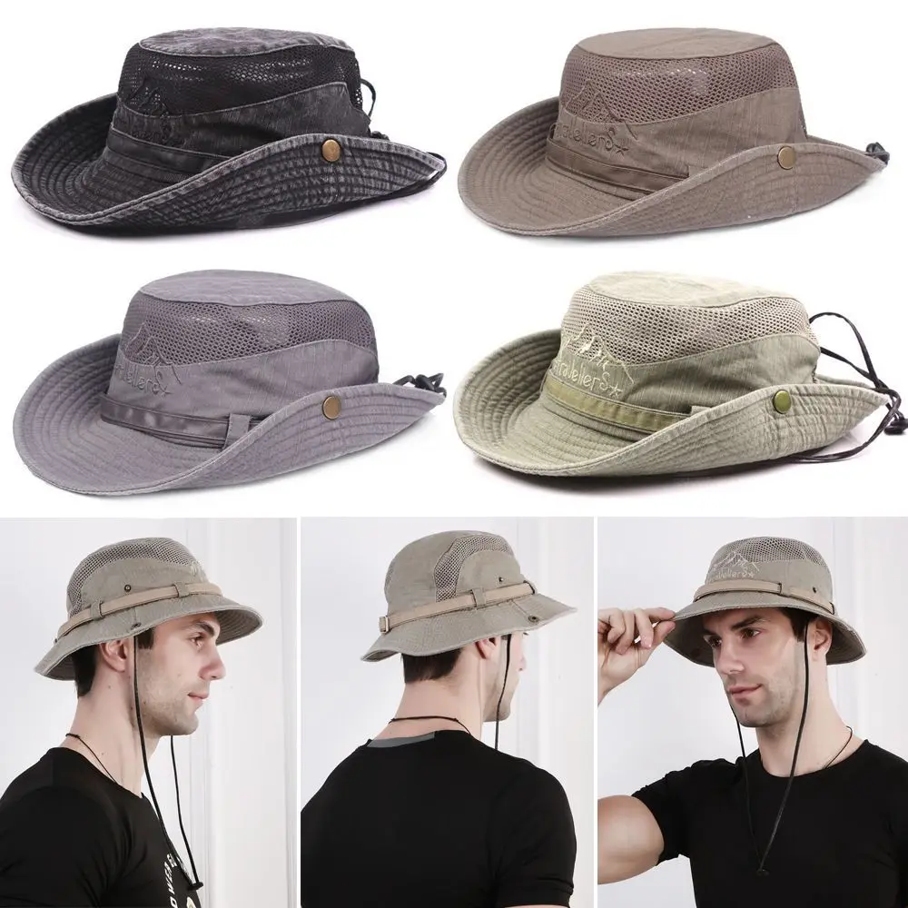Foldable Cotton Sun Protection Hat Adjustable Breathable Wide Brim Fishing Cap Bucket Hat Jungle Outdoor Camping Accessories sun hat fisherman hat sun protection hat