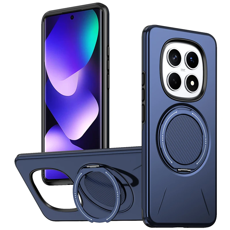 ELVEV Magnetic Shockproof Case with Rotating Ring Bracket - Hard PC + Soft TPU